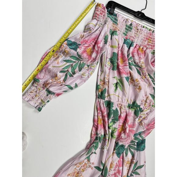 BOSTON PROPER Pink Maxi Dress Off The Shoulder Sparkly English Rose S - Picture 5 of 13